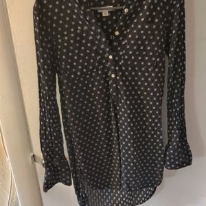 Black white polka dot blouse